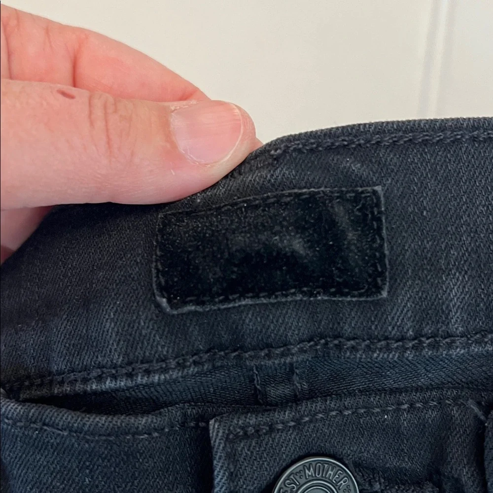 MOTHER THE MID RISE DAZZLER ANKLE BLACK JEANS IN NOT GUILY WASH SIZE 25